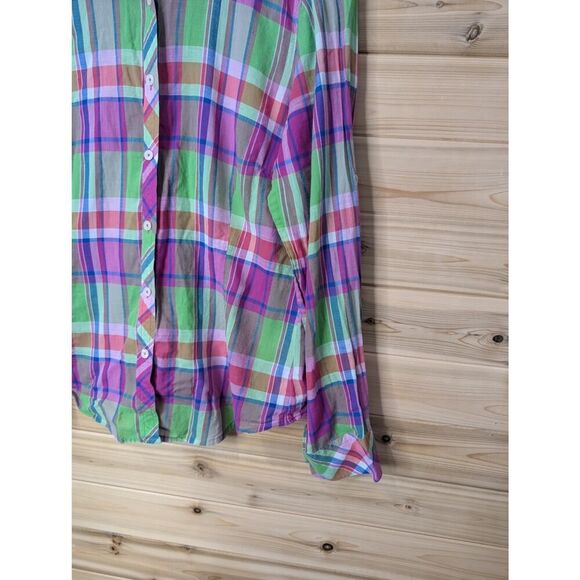 Lilly Pulitzer Top Womens 12 Multicolor Plaid Button Down Cotton - Picture 3 of 11